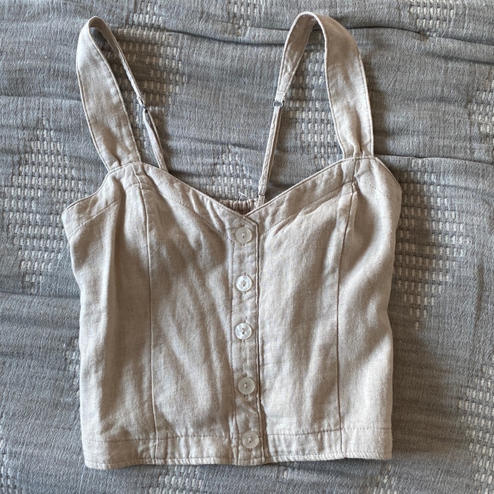 Linen cropped tank